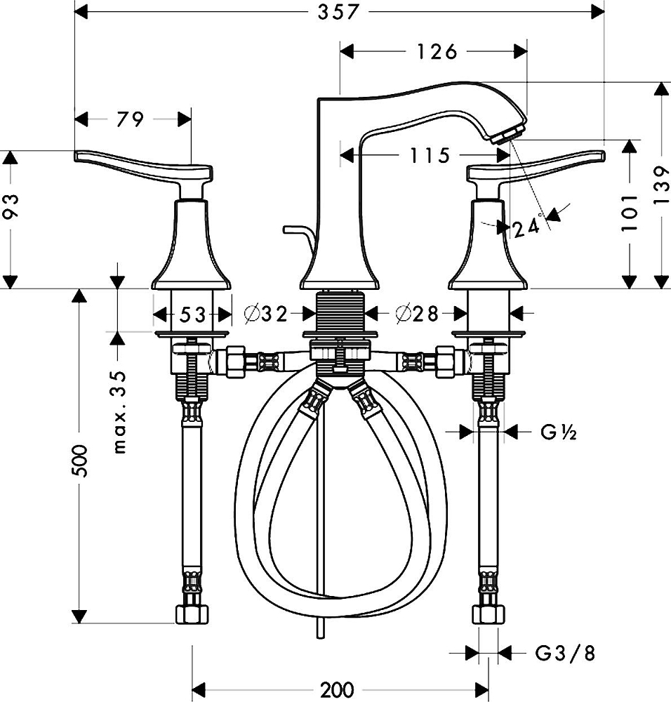 Смеситель Hansgrohe Metris Classic 31073000 для раковины