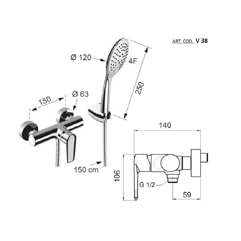 Смеситель для душа Remer Vanity V38 хром