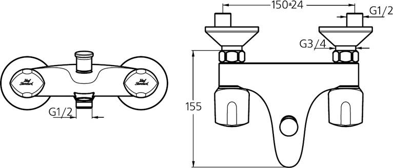 Смеситель для ванны с душем Ideal Standard Euroflow New B2508AA, хром