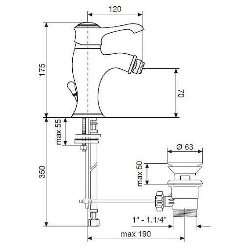 Смеситель для биде Emmevi Tiffany 6004OR золото