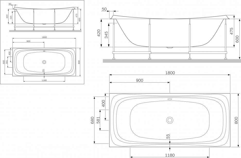 Акриловая ванна Am.Pm Sensation 180x80 W30A-180-080W-A