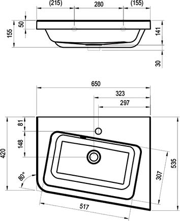 Мебель для ванной Ravak SD 10° 65 тёмный орех R