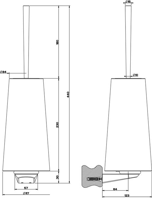 Ёршик для унитаза Gessi Cono 45419#299, хром / black XL