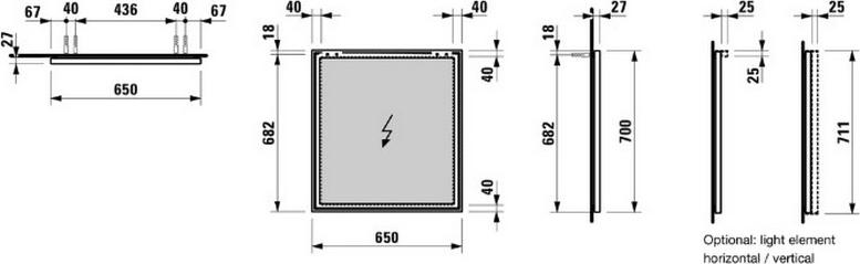 Зеркало LAUFEN FRAME25 4.4740.3.900.144.1 65X70