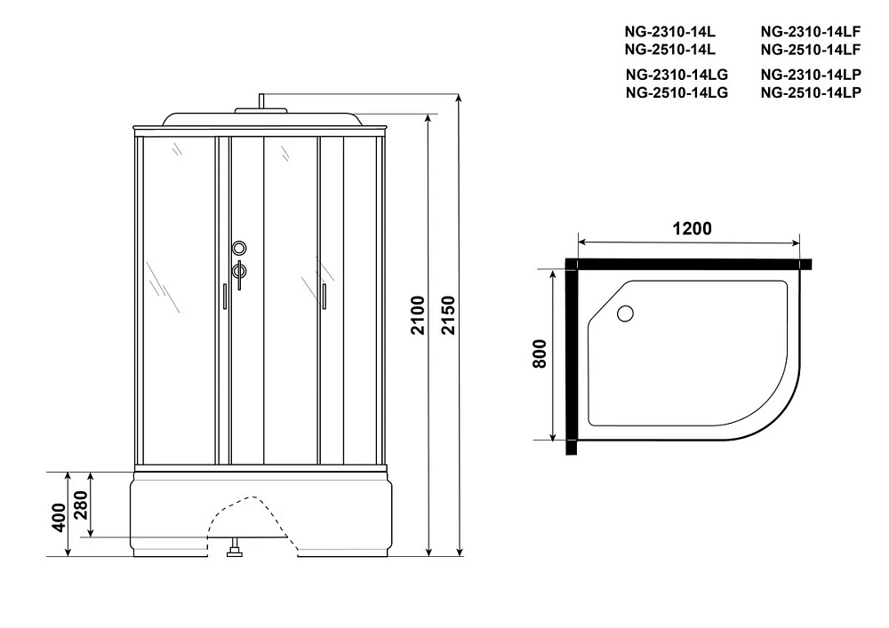 Душевая кабина Niagara NG-2510-14L