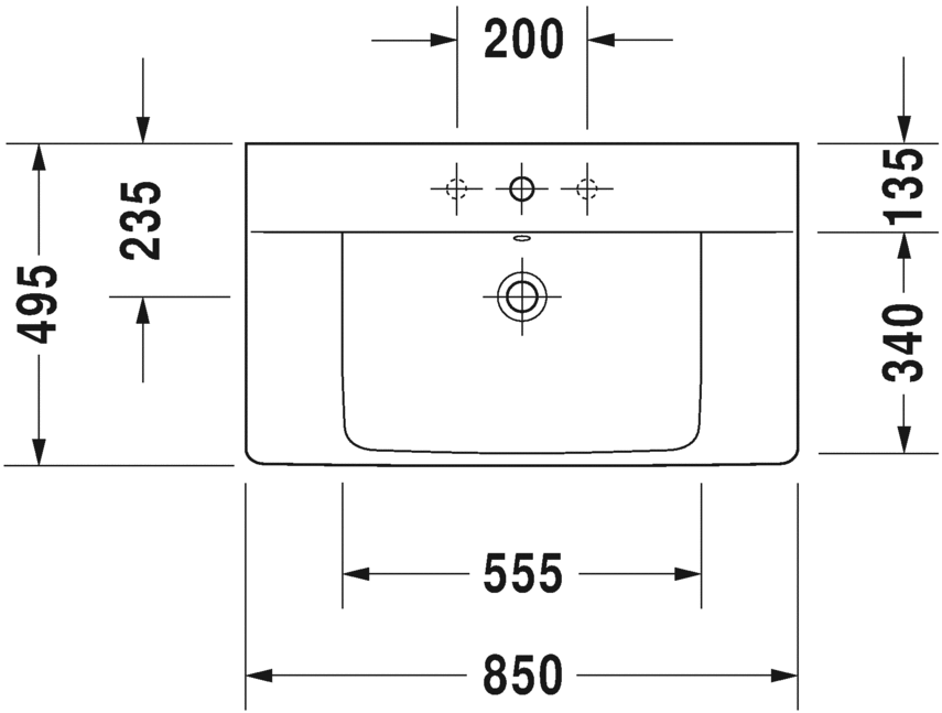 Раковина 65 см Duravit P3 Comforts 2332650000