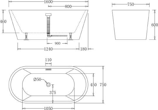 Акриловая ванна BelBagno 160х75 BB71-1600