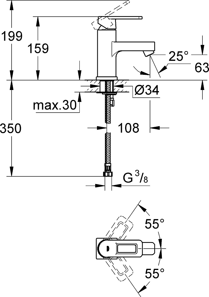 Смеситель Grohe Quadra 23105000 для раковины