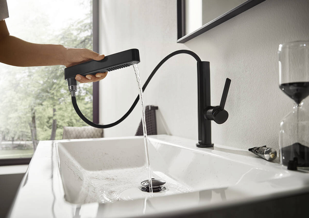 Смеситель для раковины Hansgrohe Finoris 76063670, матовый чёрный