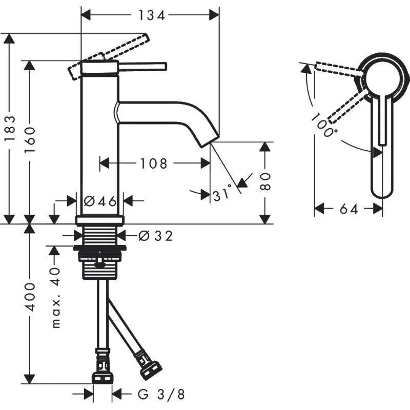 Смеситель для раковины Hansgrohe Tecturis S 73301000 хром