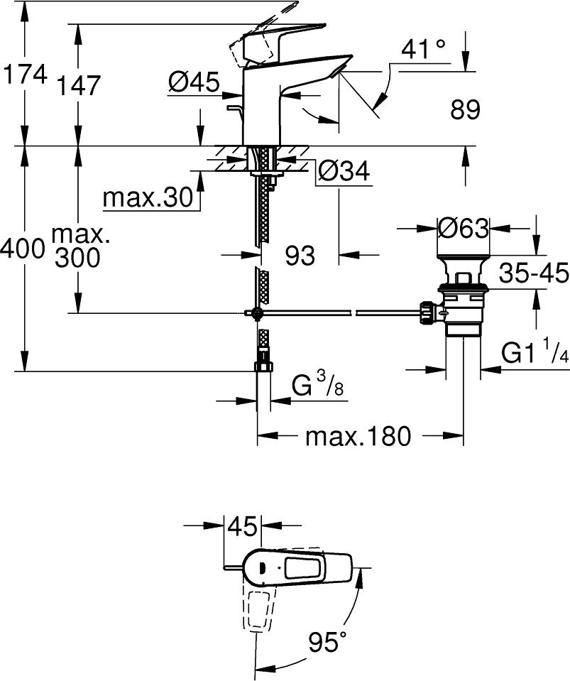 Смеситель для раковины Grohe BauLoop 22054001, хром