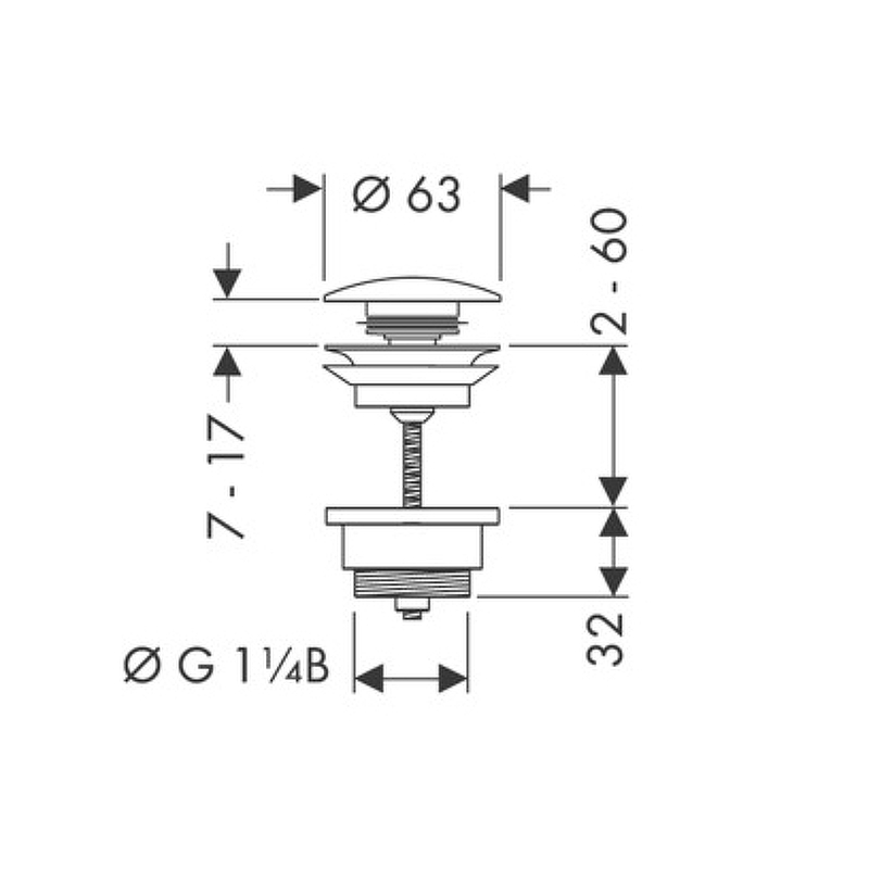 Донный клапан для раковины Hansgrohe 50100700 белый