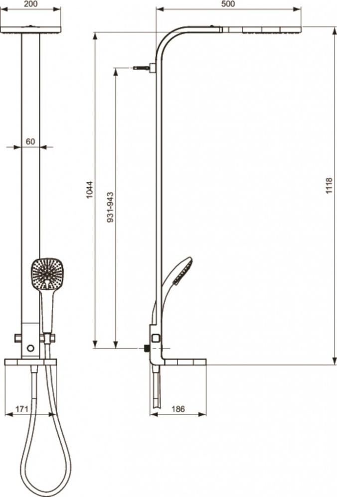 Душевая система Ideal Standard IdealRain Cube B0399AA, хром