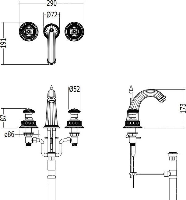 Смеситель для раковины Devon&Devon Excelsior Swan EXC-SW101OTS, античная латунь