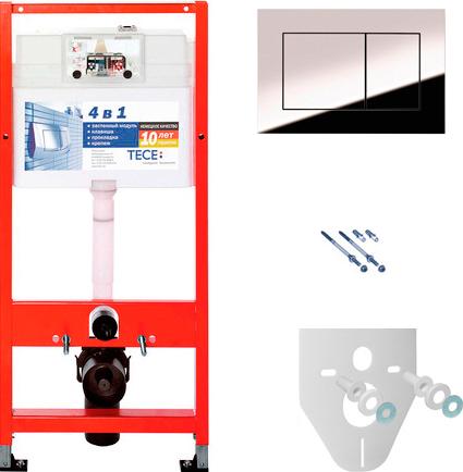 Комплект инсталляции Tece Now 9400012 4 в 1 с кнопкой смыва и подвесным унитазом Jaquar Solo SLS-WHT-6951 с крышкой-сиденьем микролифт