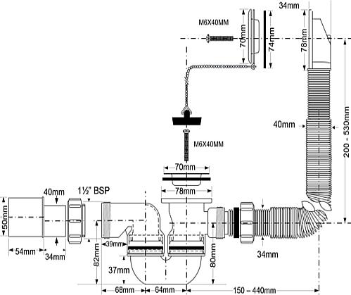 Сифон для ванны McALPINE MRB1-EX