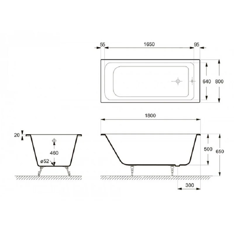 Чугунная ванна Delice Camelot DLR230616R-AS белый