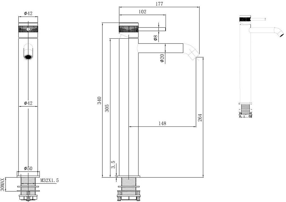 Смеситель для раковины Allen Brau Priority 5.31A02-MG графит браш