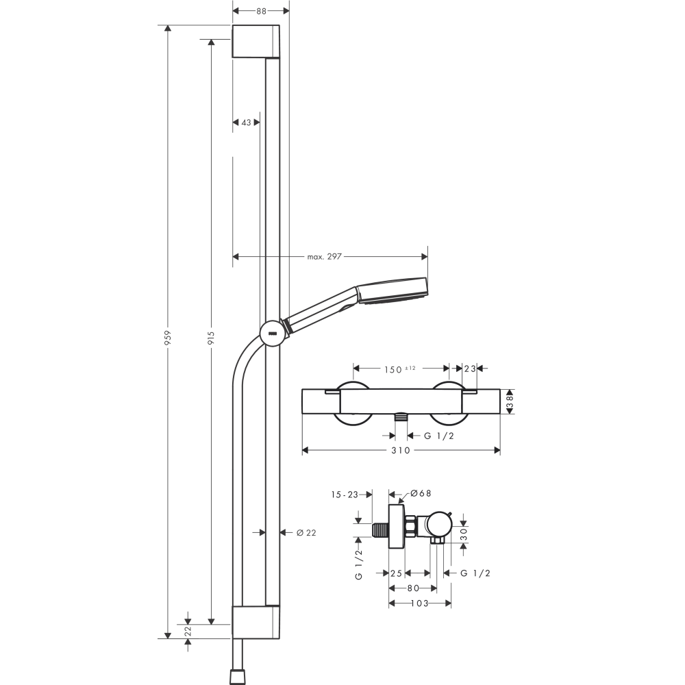 Душевой комплект Hansgrohe Pulsify Select 24261000 хром