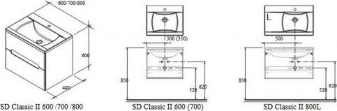 Тумба для комплекта 80 см Ravak SD Classic II X000000914 R белый