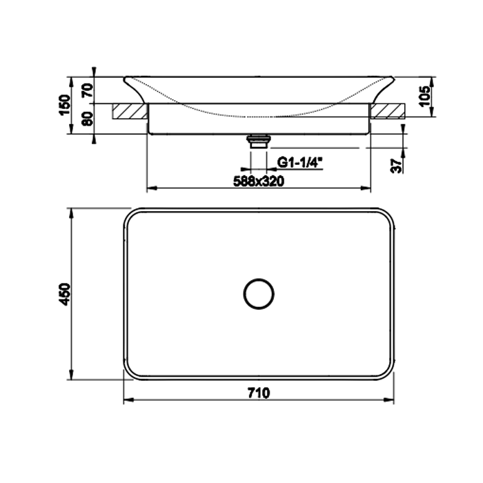 Раковина встраиваемая 71 см Gessi iSpa 42004#518, белый