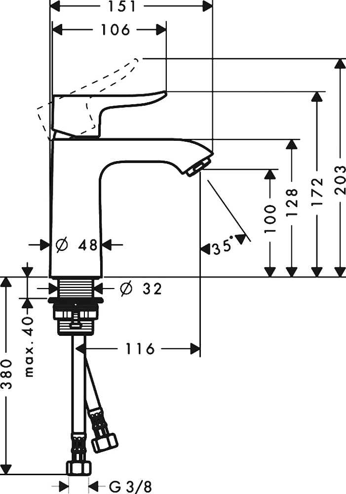 Смеситель для раковины Hansgrohe Metris 31084000, хром