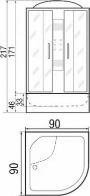 Душевая кабина 90*90*210см River Temza 90/46 MT