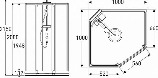 Передняя стенка душевой кабины 100x100 IDO Showerama 10-5 Comfort 558.208.00.1