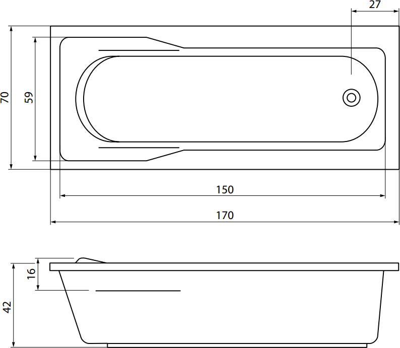 Акриловая ванна Cersanit Santana 170х70 WP-SANTANA*170-W