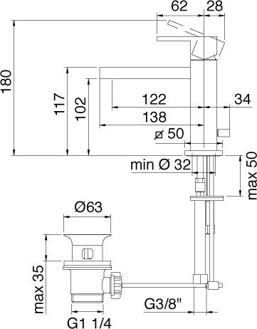 Смеситель Treemme Q 5610.CC для раковины