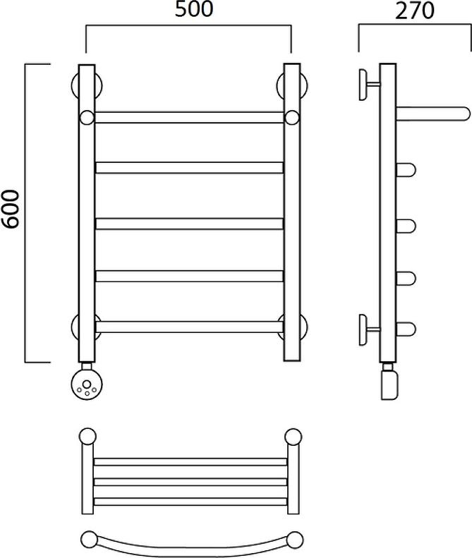 Полотенцесушитель электрический Aquanerzh Дуга 05-02A6050_L с полкой