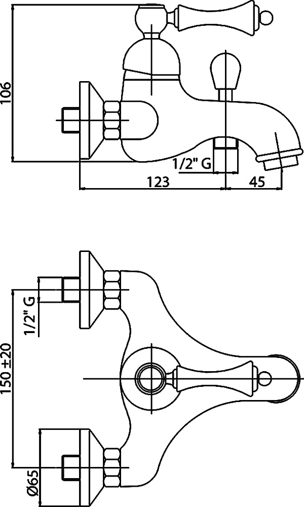 Смеситель Cezares Margot MARGOT-VM-01-M для ванны с душем