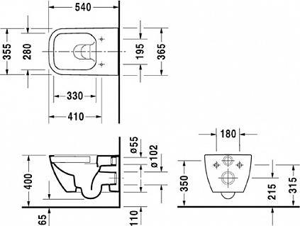 Подвесной унитаз Rimless Duravit Happy D.2 2222090000 безободковый