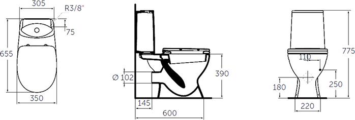 Унитаз-компакт Ideal Standard Oceane Junior Scandinavian W909501