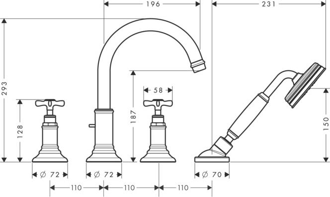 Смеситель на край ванны Axor Montreux 16546340, чёрный хром