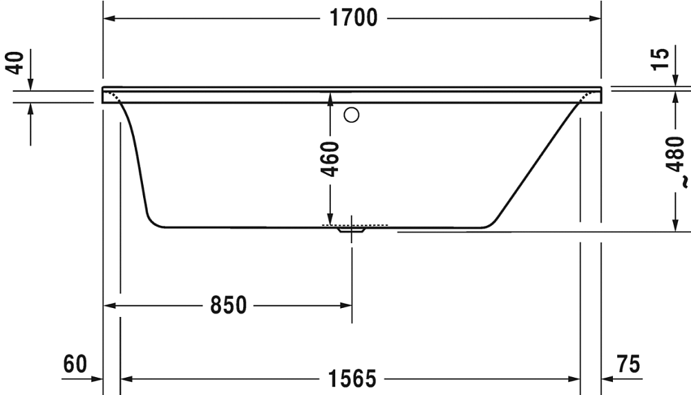 Акриловая ванна Duravit P3 Comforts 170x70 700374 с ножками 790100