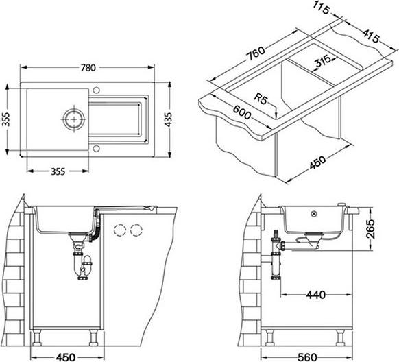 Кухонная мойка Alveus Falcon 30 1100881, белый