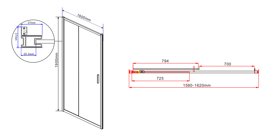 Душевая дверь Vincea Garda VDS-1G160CL, стекло прозрачное, хром