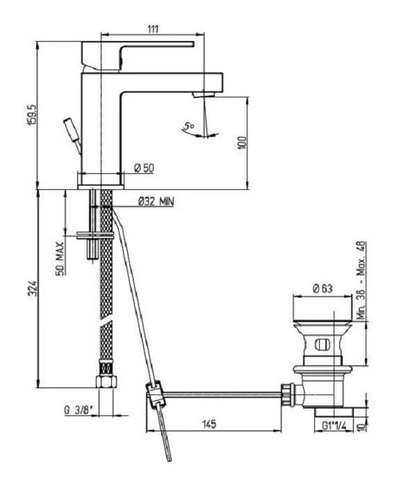 Смеситель для раковины Paini Dax-r-dax 84PZ211R черный