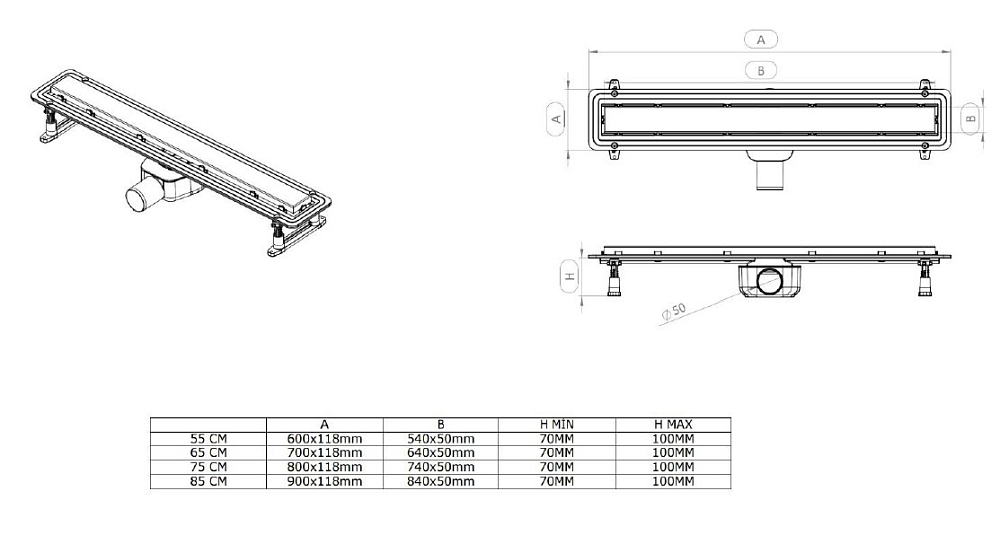 Душевой лоток Allen Brau Infinity 9.50005.SS 750 мм