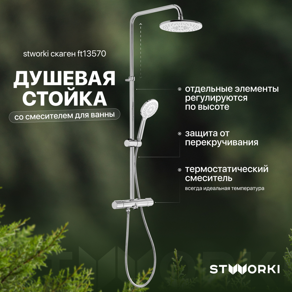 Душевая система с термостатом STWORKI Скаген FT13570