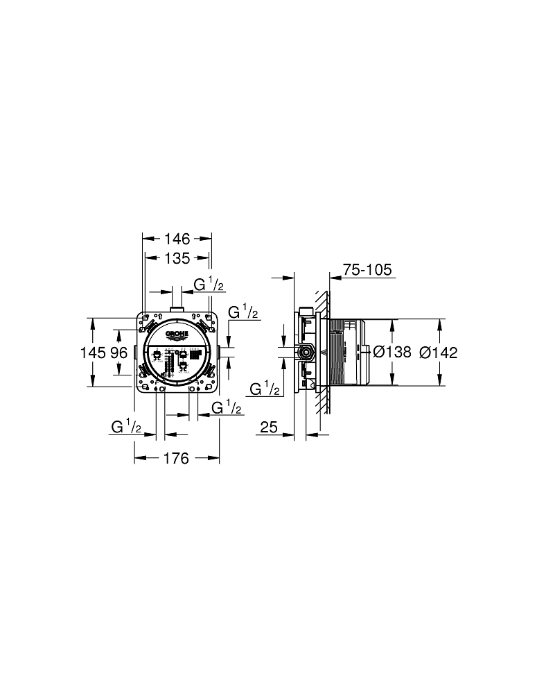 Скрытая монтажная часть Grohe Rapido SmartBox 35604000