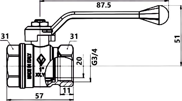 Шаровый кран Bugatti New Jersey 910 3/4 вн-вн рычаг