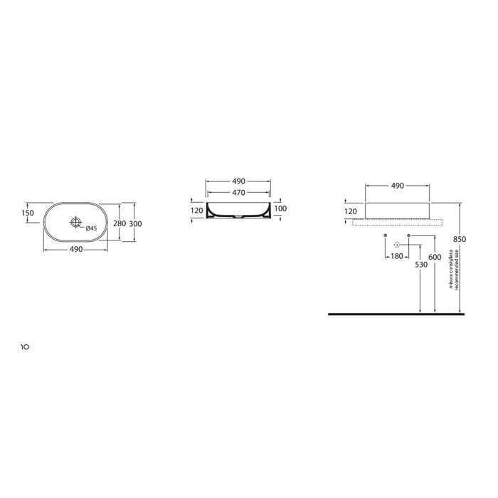 Раковина Azzurra Lavabi arredo JLALA04930000BI/(OV49bi)*0