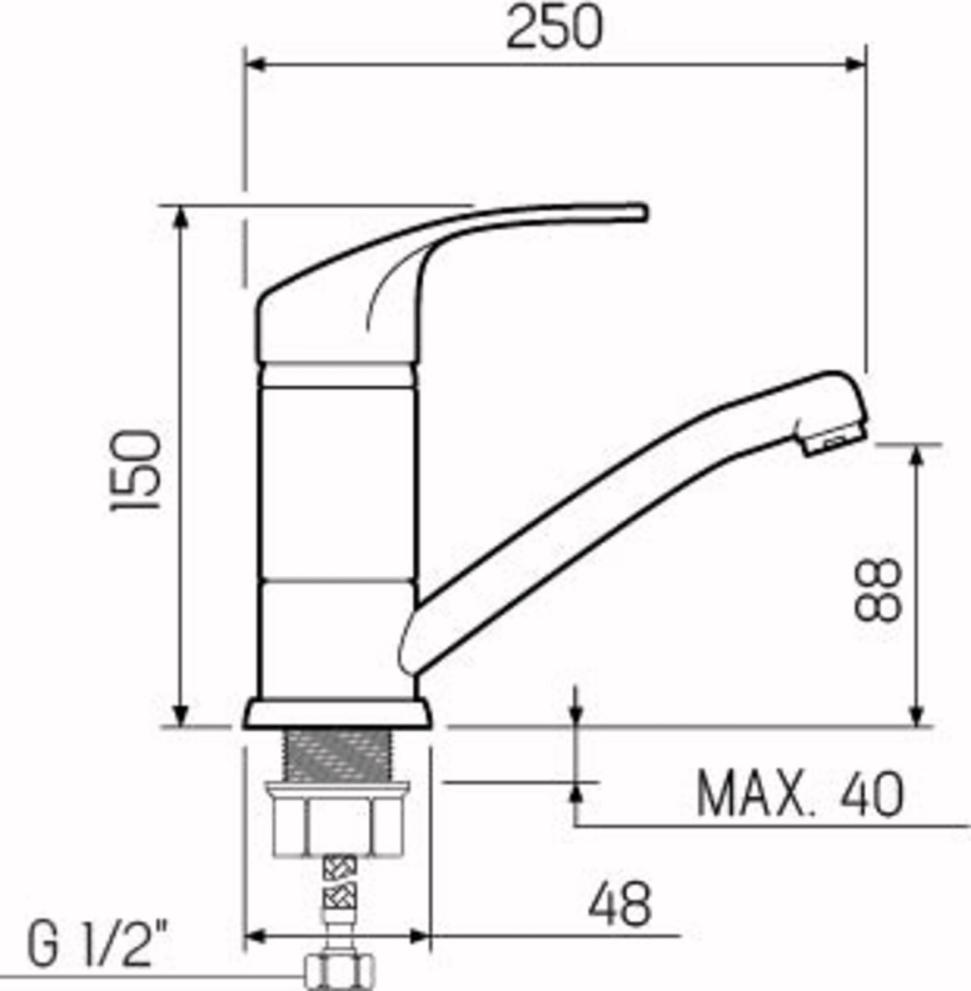 Смеситель для кухни РМС SL85-004FBS-15, хром