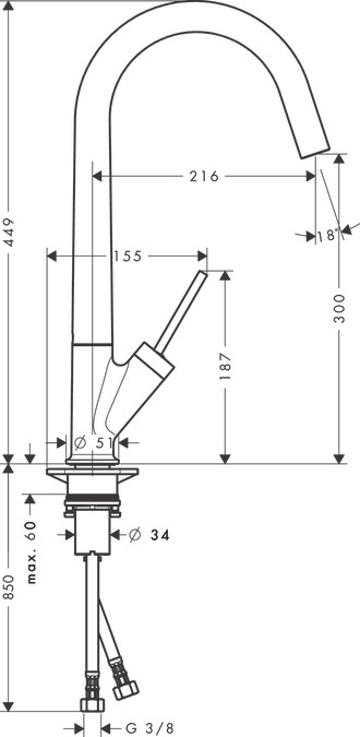 Смеситель для кухни Axor Starck 10822300, красное золото