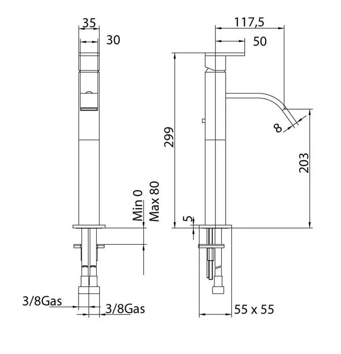 Смеситель для раковины Bandini Ice Cube 2 750320PN04 хром