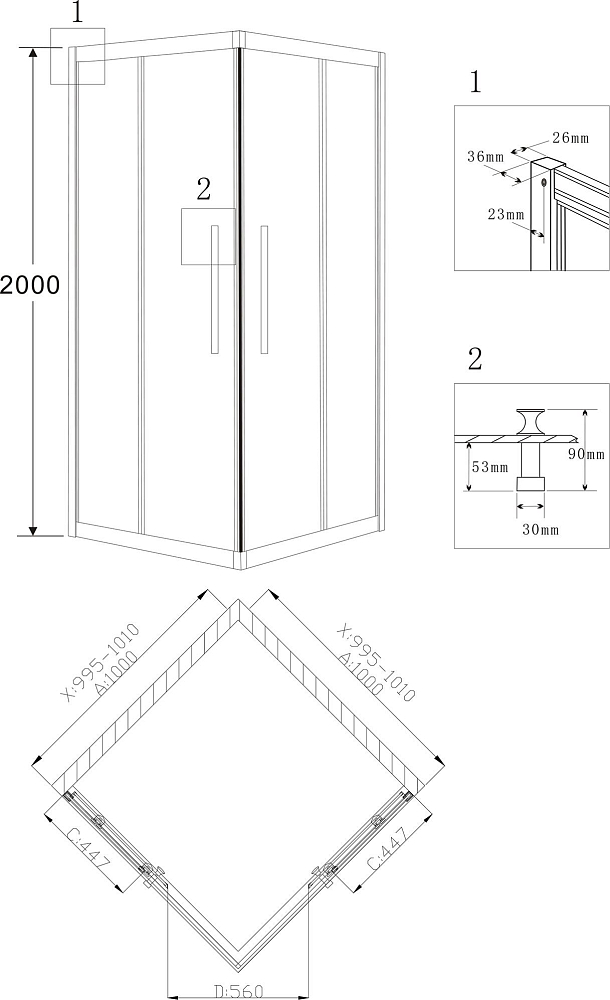 Душевой уголок Grossman Pragma PR-100SQ