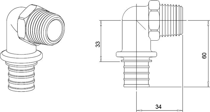 Угольник Rehau Rautitan RX 32x3/4 наружная резьба