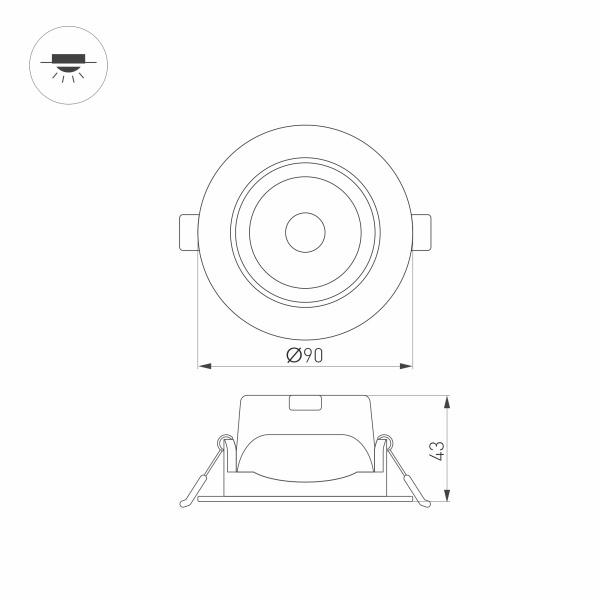 Встраиваемый светодиодный светильник Arlight LTD-Polar-Turn-R90-7W Day4000 032860